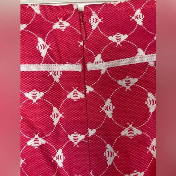 Talbots NWT Bright Pink Bee Print w/white trim & pockets crisp cotton pique - Picture 6 of 9